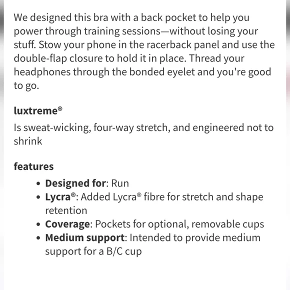 Lululemon Pace Perfect Bra (Storage) Sz 12 B/C Cup White/ Black - Picture 5 of 11